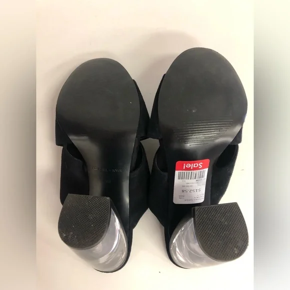 KENDALL+ KYLIE KARMEN SUEDE CRISSCROSS SLIP ON MULE CLEAR BLOCK HEELS SIZE 8 - Picture 5 of 8